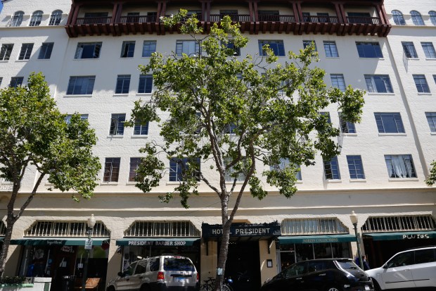 An exterior shot of the President Hotel Apartments in Palo Alto, Calif., on Tuesday, July 24, 2018. The management seeks to reestablish the apartments into a hotel after 50 years as an affordable apartment complex. (Maritza Cruz/ Bay Area News Group)