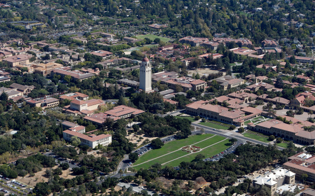 Aerial view of the Stanford University campus in Stanford, Calif., features the Hoover Tower Wednesday afternoon, Sept. 2, 2015. Courtesy Karl Mondon, Bay Area News Group.